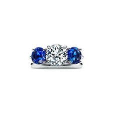 2.35Ct Round Sapphire  White CZ Engagement Ring Solid 925 Sterling Silver