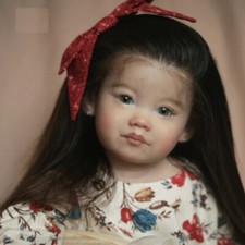 30" Finished Reborn Baby Doll Toddler Girl Hand Rooted Hair Clothes Assembled