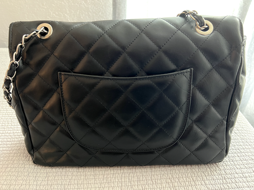Quilted Leather Chain Crossbody Bag - Black - Picture 2 of 4