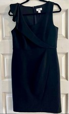 Ann Taylor Loft Dress 6 Ruffle Shoulder, Classic Black, Casual, Career