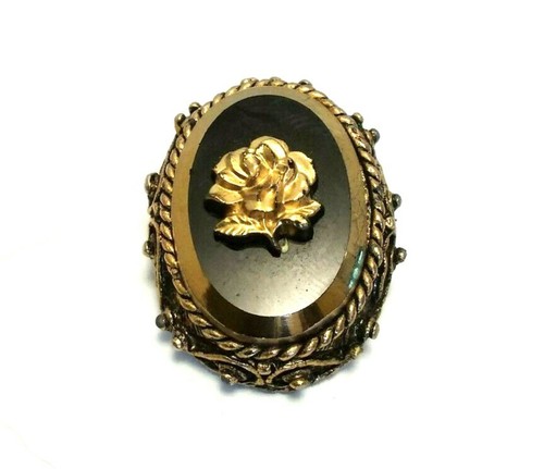 Vintage Brooch's Cameo with Gold Plated Rose & Cameo with Rhinestones - Picture 5 of 6