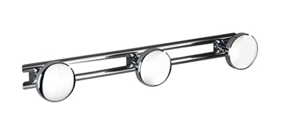 (TG. 42 x 6 x 6 cm) WENKO Barra con 3 ganci Basic acciaio inossidabile, Acciaio