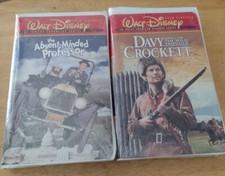 Walt Disney Classics VHS Davy Crockett & Absent-Minded Professor Clamshells New