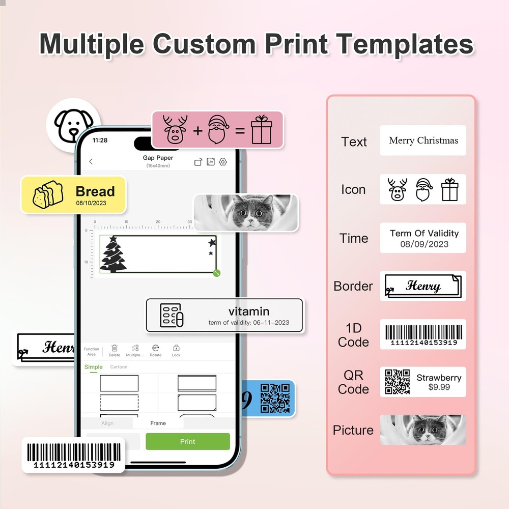 Bluetooth Label Maker Machine P21 with Wireless Mini Label Printer and Tape