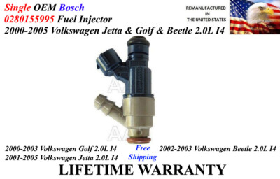 OEM Bosch Single Fuel Injector For 2000-2005 Volkswagen Jetta Golf Beetle 2.0L