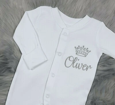 Personalised Royal Baby grow, Sleepsuit, Embroidered Custom Boy or Girl Gift