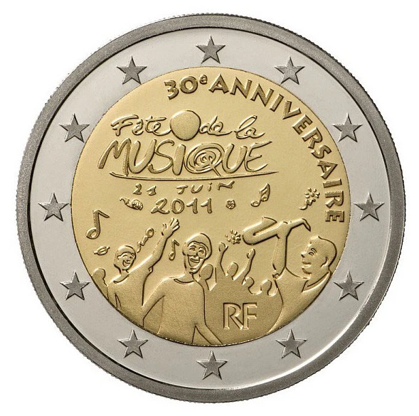 - 2 EURO COMMEMORATIVE - UNC --- FRANCE 2011 - FÊTE DE LA MUSIQUE - - Photo 1/1