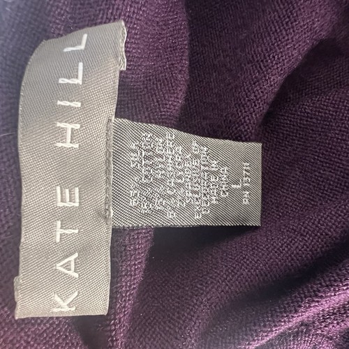 Kate Hill Sweater Womens L Purple Silk Blend Round Beaded Neckline 3/4 Sleeve - Picture 6 of 6