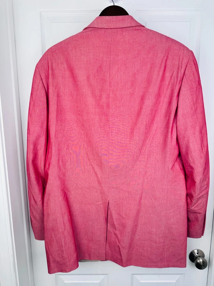 Chaqueta de traje de ocio de lino rojo satinado vintage Alan River para hombre de los años 80 talla 42L Foto 4 de 4