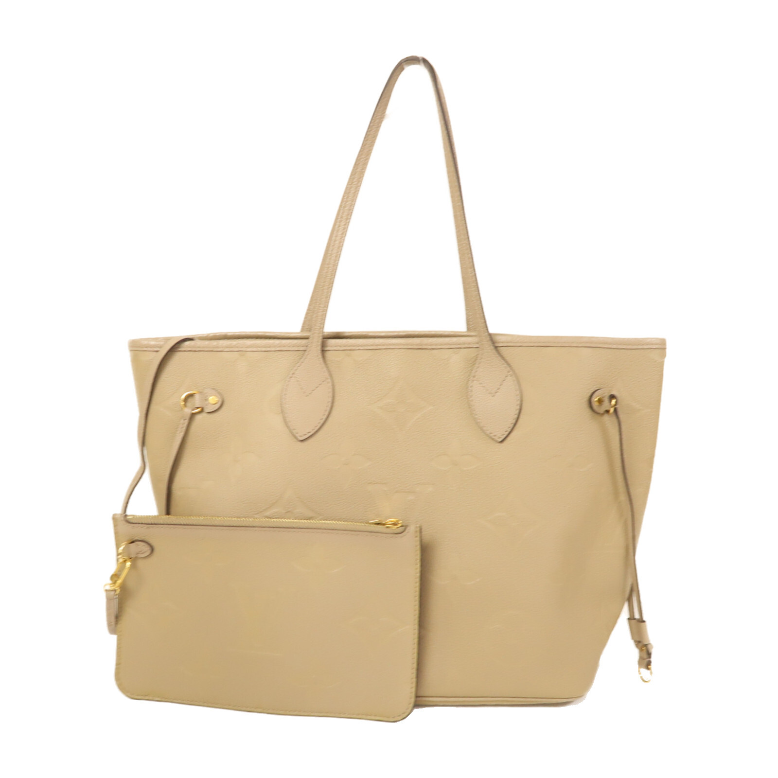 Louis Vuitton Monogram Empreinte Neverfull MM Shoulder Bag in Beige with Gold Hardware-image