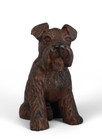 Vintage Brown Black Schnauzer Terrier Dog Sitting Down Small 3" Resin Figurine