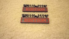 One Pair Black Red Hillbilly Edition Emblems 3 1/4" X 1 1/4" Metal Alloy USA