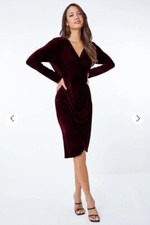 Romans Velour Red Wine Wrap Dress Size 20