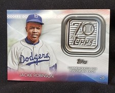 JACKIE ROBINSON 'BROOKLYN DODGERS' 2021 TOPPS 70TH LOGO PATCH BASEBALL CARD