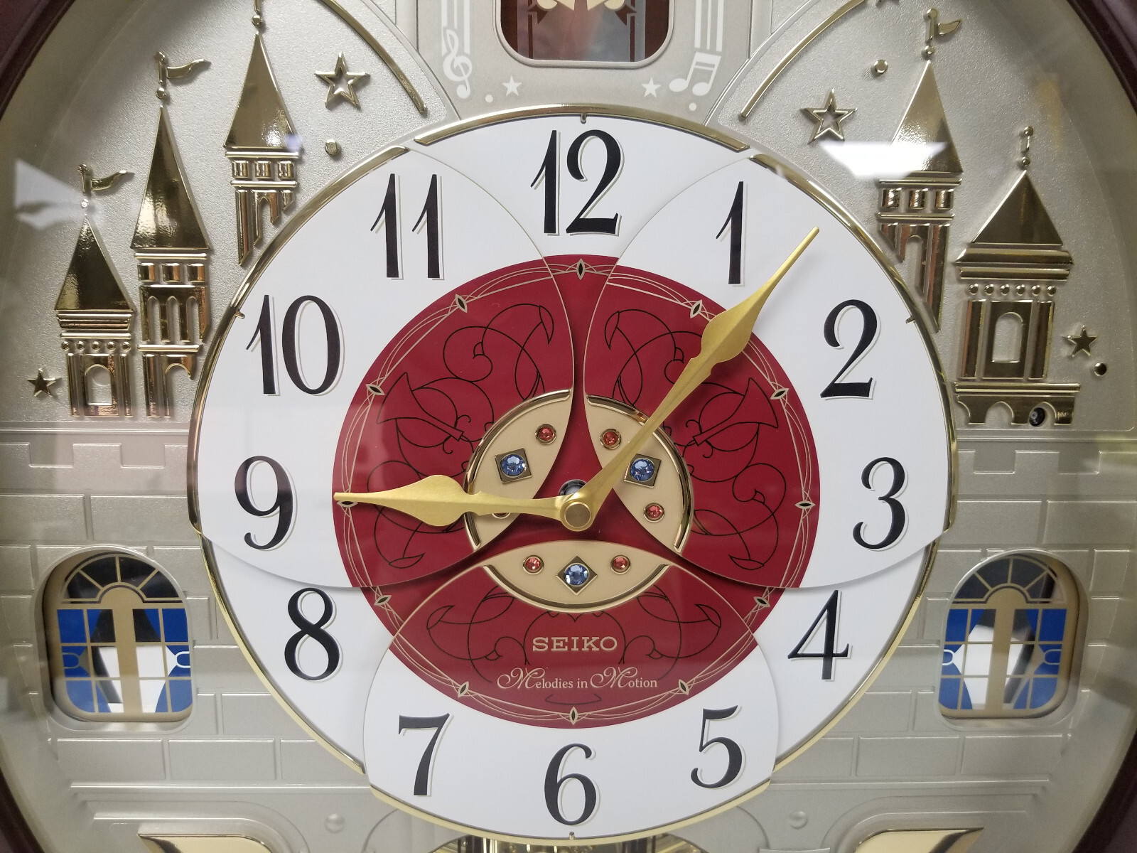 Seiko QXM565BRH Melodies In Motion Clock with Swarovski Crystals