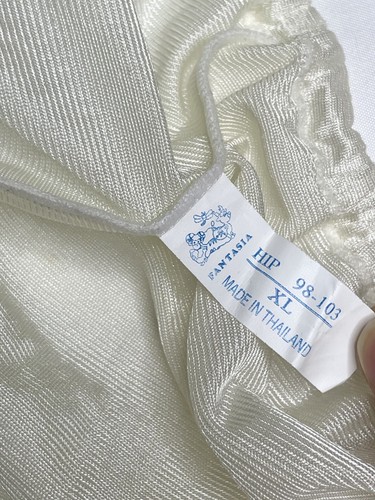 Bragas de bikini resbaladizas de nailon blanco transparente vintage talla 7/L calzoncillos de encaje floral - Imagen 20 de 22