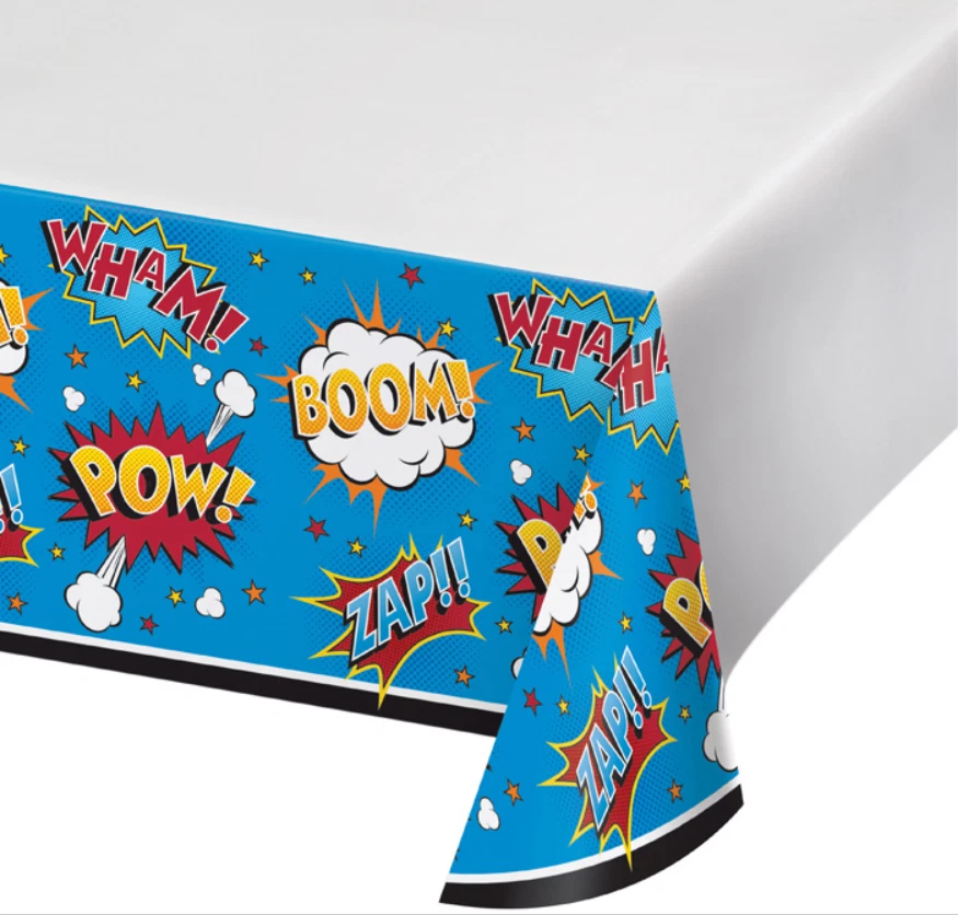 Superhero Slogans Printed Plastic Tablecover - Birthday Party Supplies |  eBay