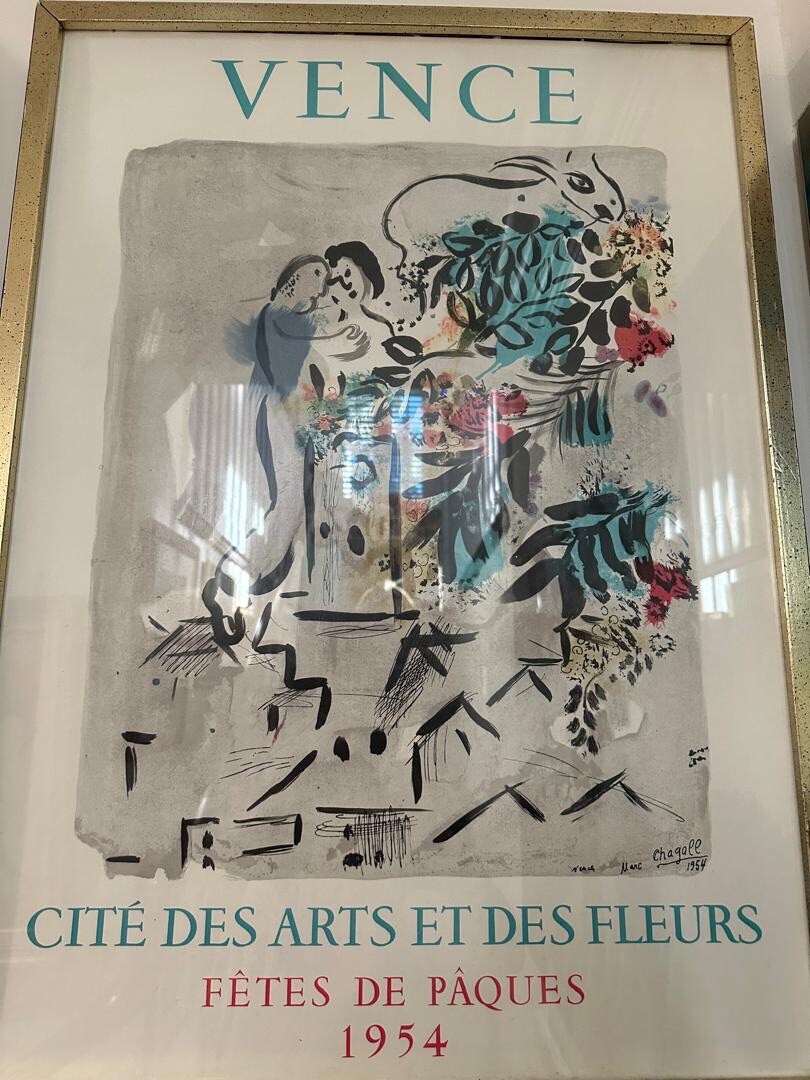 Vintage 1954 Marc Chagall Orig. Litho-Poster Vence Cite Des Art et