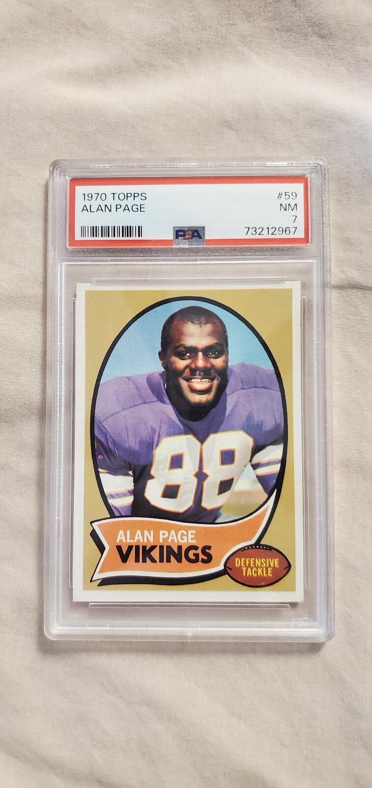 1970 TOPPS FOOTBALL ALAN PAGE Rookie Card Graded PSA 7 NM