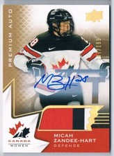 2020-21 UPPER DECK TEAM CANADA WOMEN PREMIUM SWATCH AUTOGRAPHS MICAH ZANDEE-HART