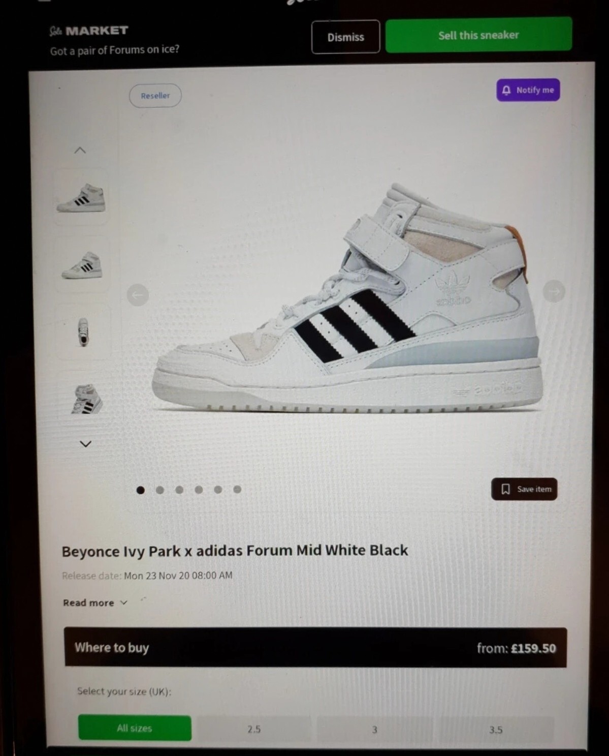 Adidas Originals Unisex x Ivy Park Forum Mid S29020 Size UK 5.5 RRP £130
