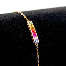 18K Gold Sapphire Bracelet 0.423cts Natural Sapphire Solid Rose Gold UK Hallmark