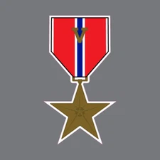 AR-2168 Military Bronze Star Medal V-Device Vinyl Bumper Sticker Window Decal
