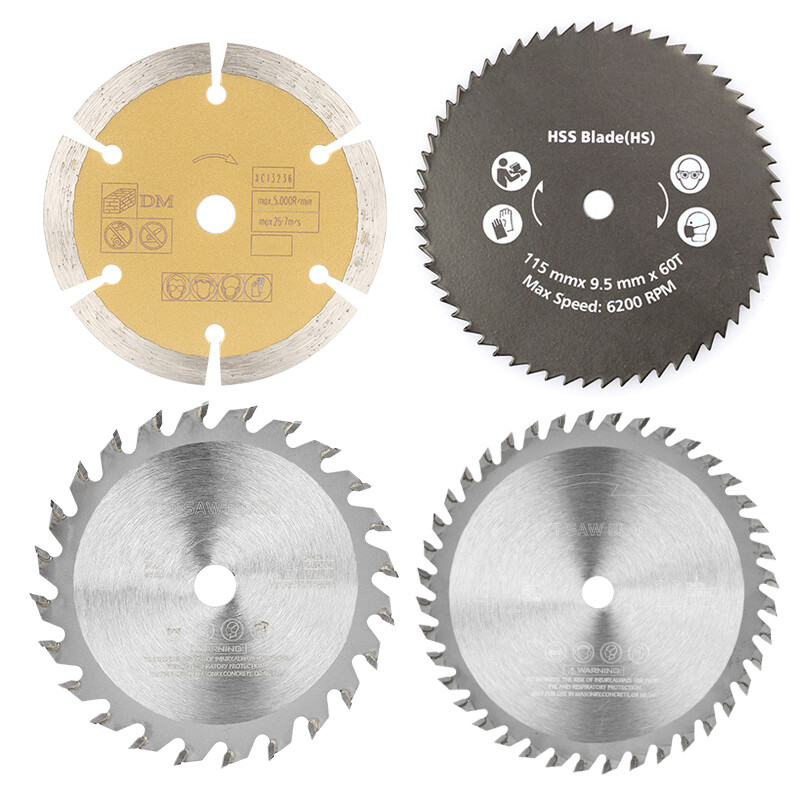 4 Pack 4-1/2 inch Compact Circular Saw Blade Set TCT/HSS/Diamond Saw Blades