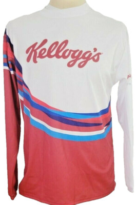 KELLOGG'S Mens Long Sleeve Athletic Shirt Large Made In USA Unique Savicustoms