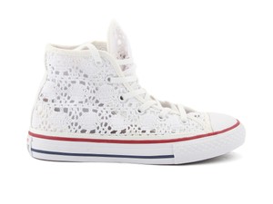 356872C CONVERSE ALL STAR CT HI BIANCO CROCHET Bimba Scarpe Sneakers pizzo  | eBay