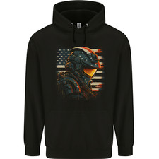 Futuristic USA Space Pilot Astronaut Mens 80% Cotton Hoodie