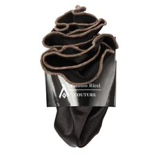 Men's Antonio Ricci Pocket Round Hanky Black With Taupe Trim Formals Weddings