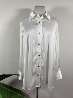 Alex Garfield Womens Off White Shirt, Size 4