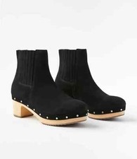 Loft Suede Clog Boots Women 7.5m Nwob $148 Elastic Side Ankle Leather Booties
