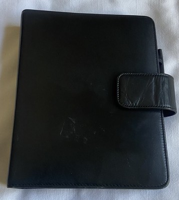Day Runner Black Genuine Leather Snap Close 3 Ring Binder Planner Organizer