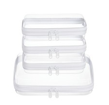 4 pcs Clear Zipper Pouches,Hard Shell Zipper Case