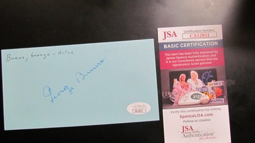 George Burns signed Index Card JSA Certified
