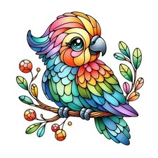 3x Sticker Papagei Buntglas