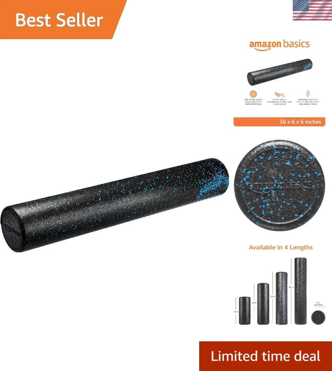 Lightweight 36-Inch High Density Foam Roller for Flexible and Strong Muscles