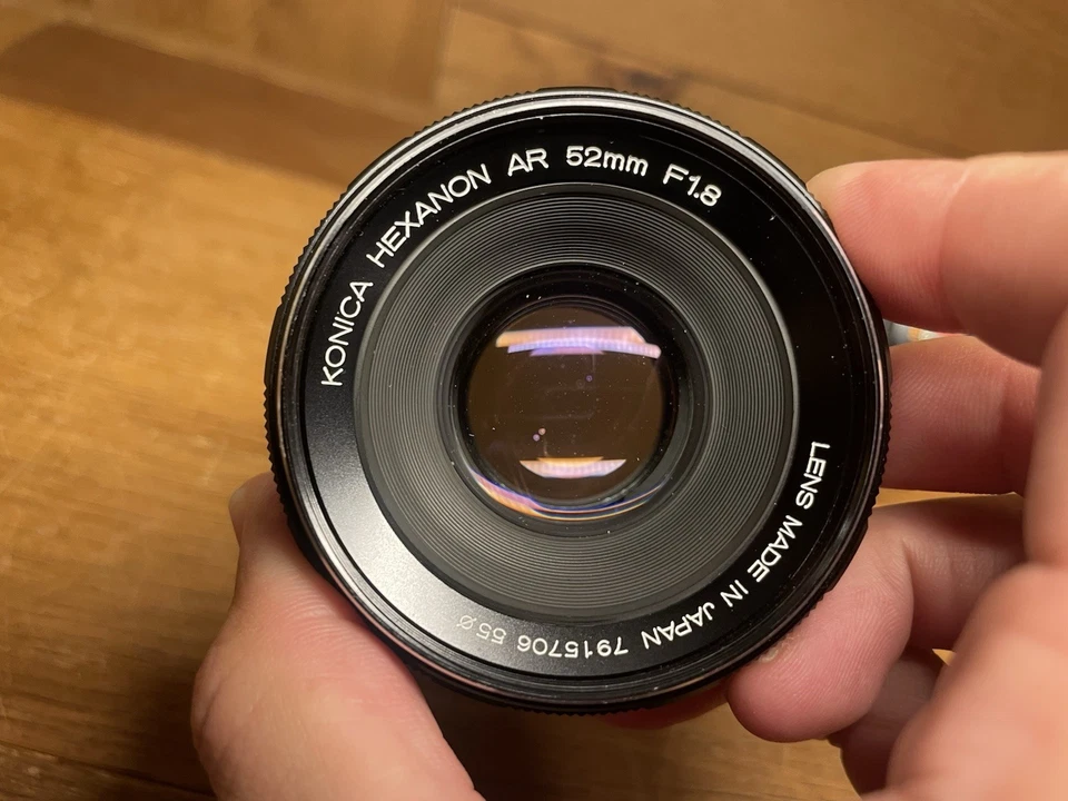 *Juego de 2 lentes: casi como nuevo* Teleobjetivo Konica Hexanon AR 52 mm F/1,8 estándar 200 mm F/4 Foto 4 de 4