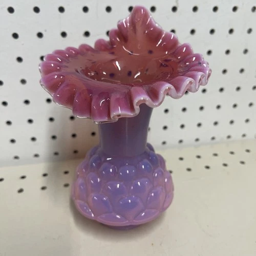 Fenton Jacqueline Tulip Vase Pink Opaline Fish Scale Jack In The Pulpit