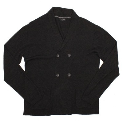 Bruun & Stengade Cardigan Sweater Mens L Gray Merino Wool Blend Lightweight