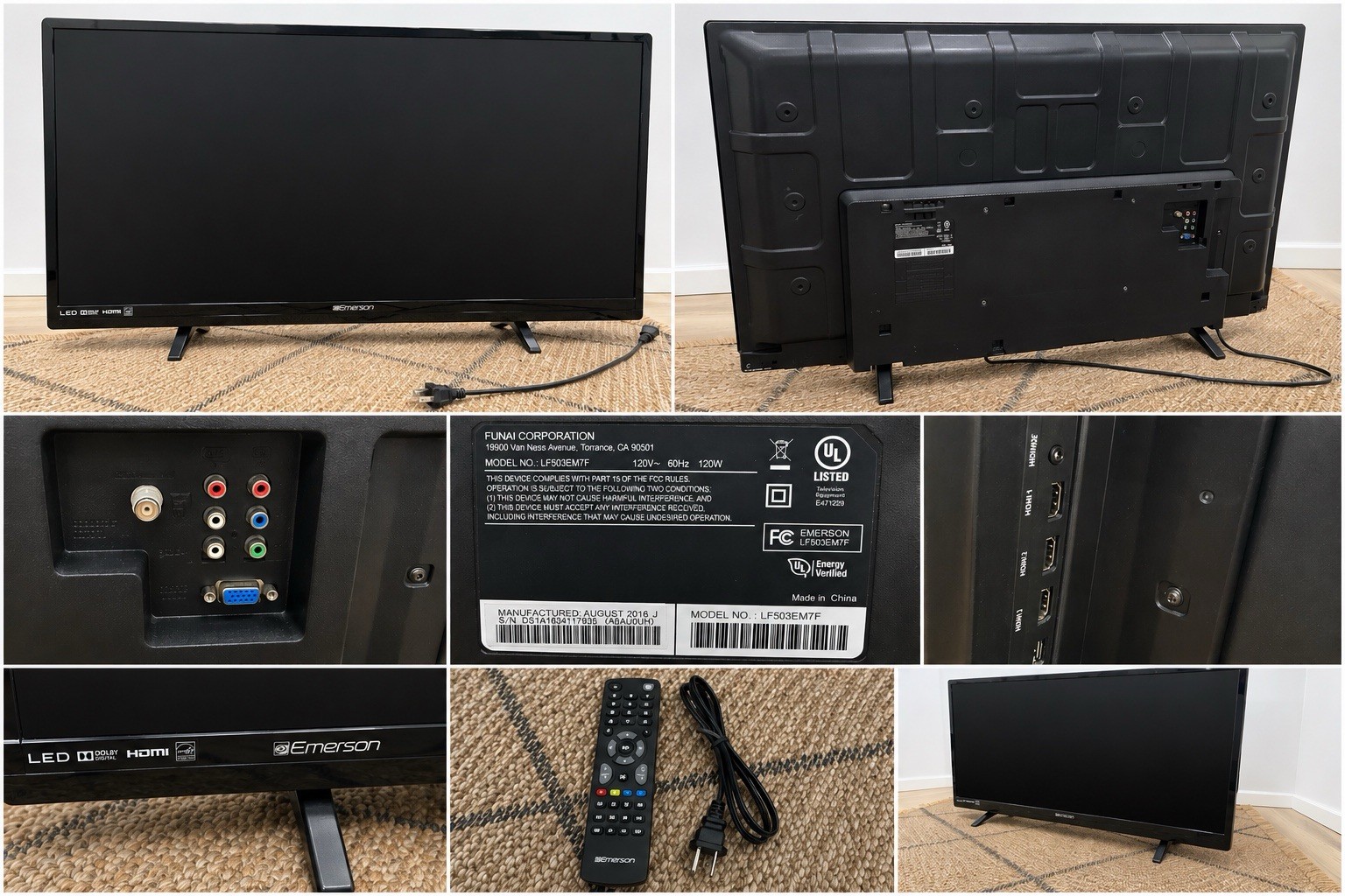 Emerson LF503EM7F LED Flat Screen TV, Remote, HDMI, Wall Mou