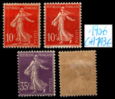 L'ANNEE 1906 complète, Neufs * = Cote 193 € / Lot Timbres France n°134 à 136