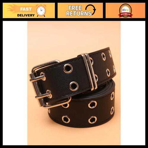 Men's Double Eyelet Buckle Punk Belt - PU Leather Casual Outdoor Accessory, Gift