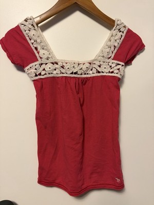 Vintage Abercrombie & Fitch Y2K Top Sz XS Babydoll Eyelet Short