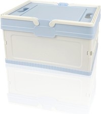 Mini Stackable Bins for Home Kitchen Bedroom Bathroom Office (Blue), Foldab
