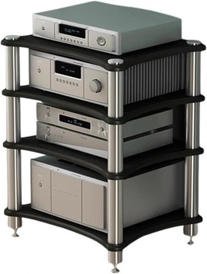4-Tier AV Media Stand, Amplifier Rack Cabinet for Stereo Component Game Conso...