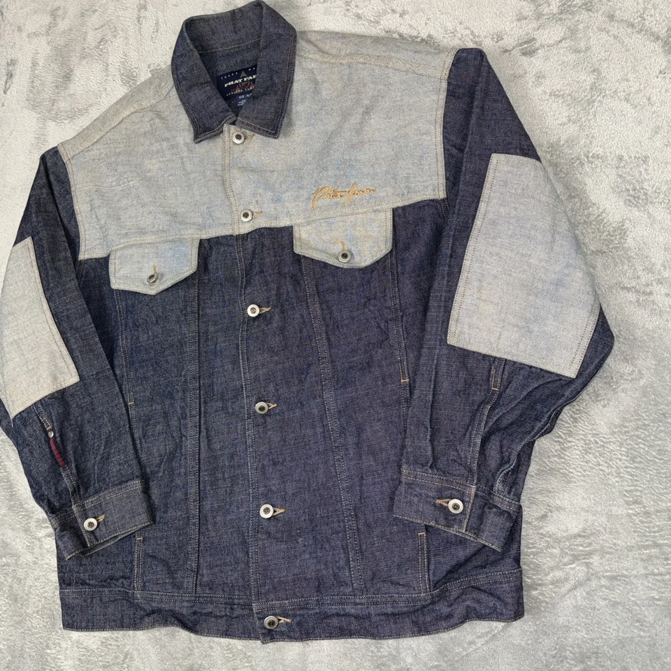 Chaqueta vaquera vintage Phat Farm para hombre XL bloques de color camionero hip hop años 90 Y2K Foto 4 de 4