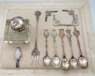 Antique Sterling Silver Mixed Lot Souvenir Spoons Art Nouveau 4.2 Oz Scrap or no